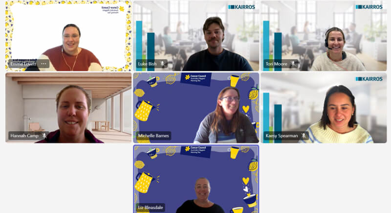 A zoom conference call of remote workers talking
