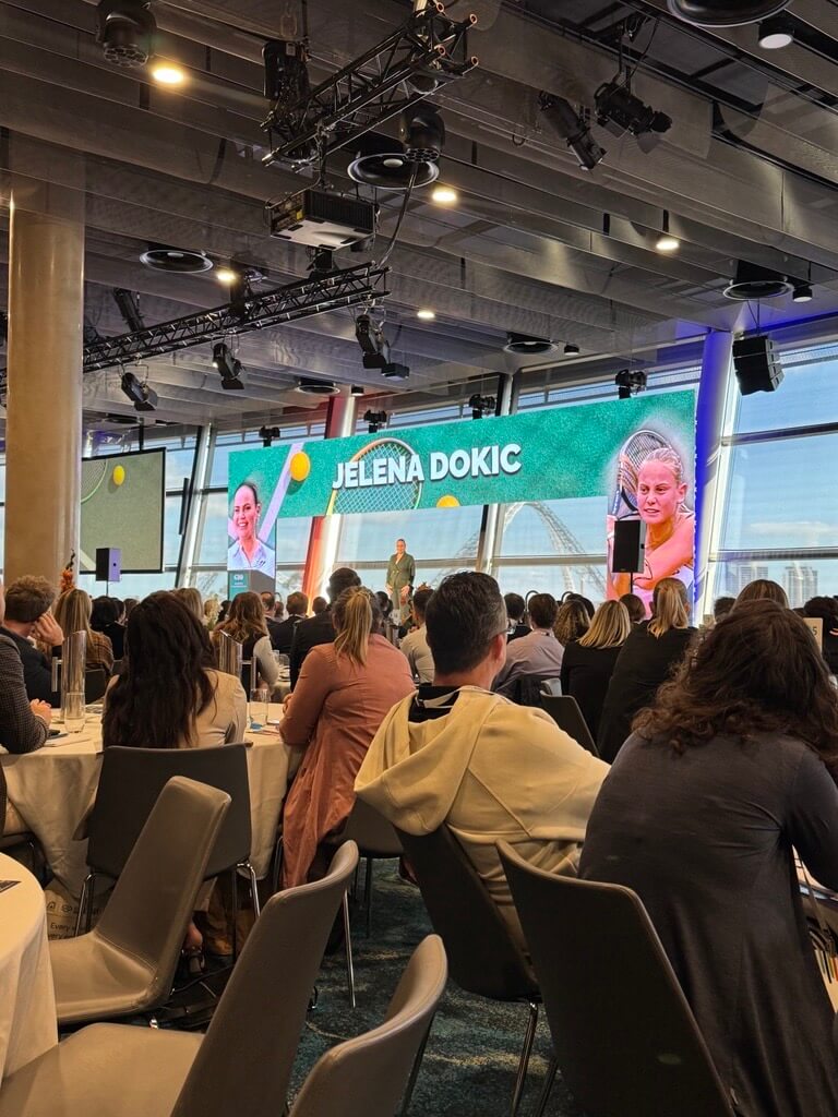 A conference filled with people