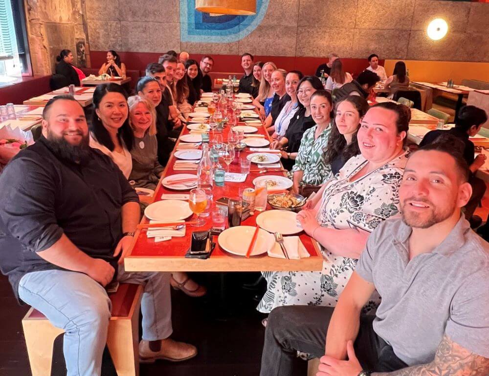 A group farewell meal for Irma with friends and colleagues